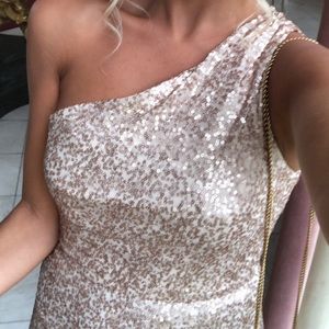 Amsale sequin one shoulder gown